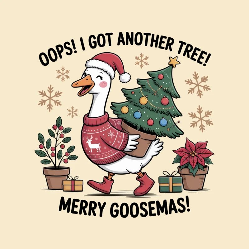 Weihnachtsstorch mit Baum und Weihnachtsgeschenken
