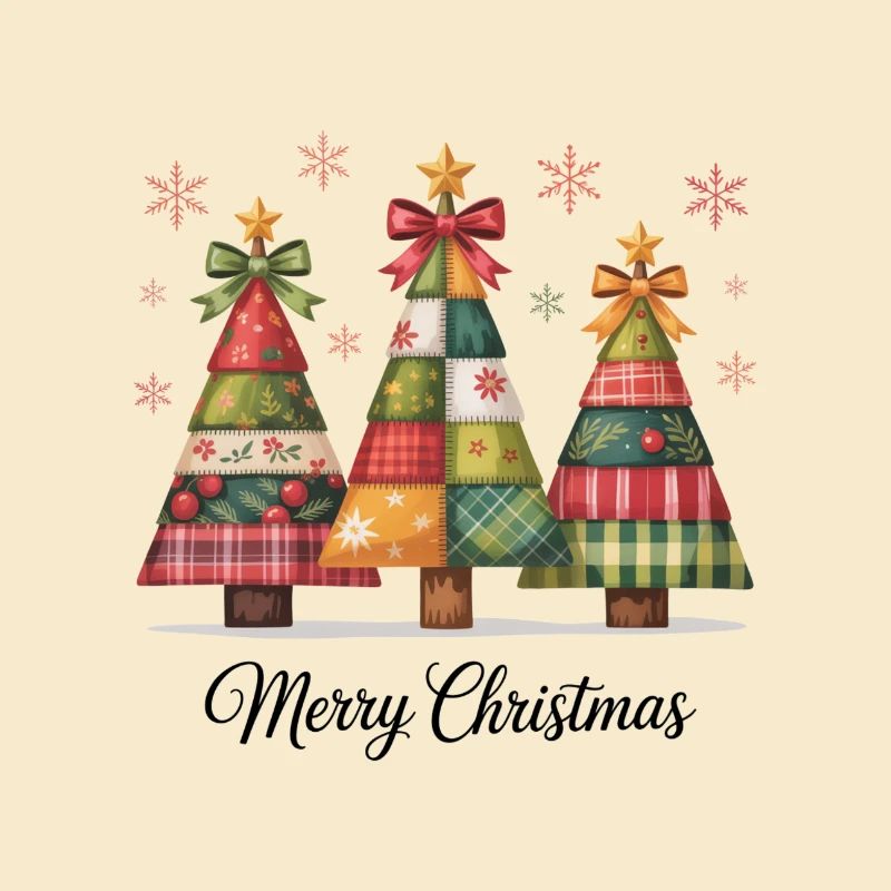 Patchwork Christmas Tree Trio