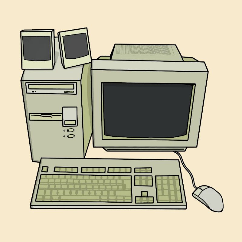 Configuration rétro du bureau d’ordinateur