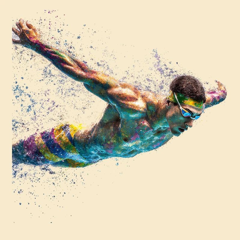 Farbenwirbel Schwimmer Splash