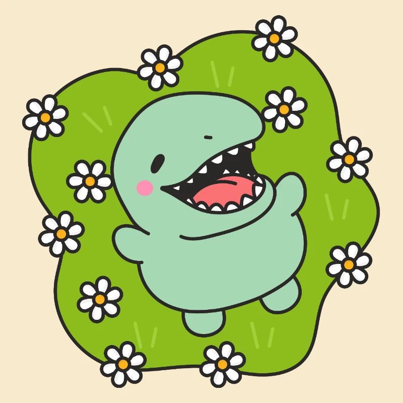 Dinosaure Joyeux au Printemps