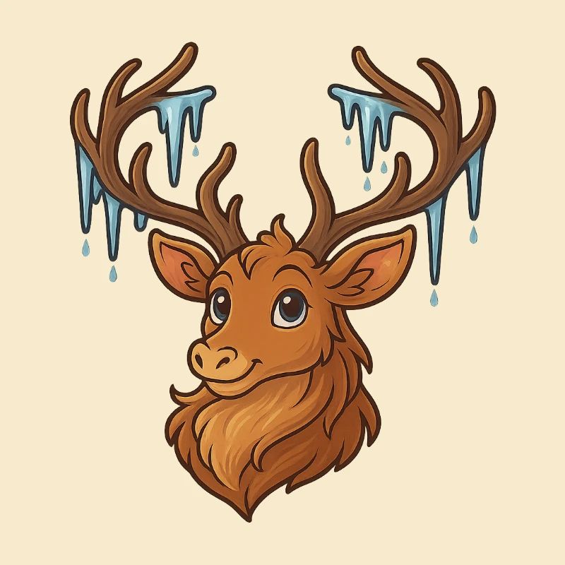 Winter deer with icicles