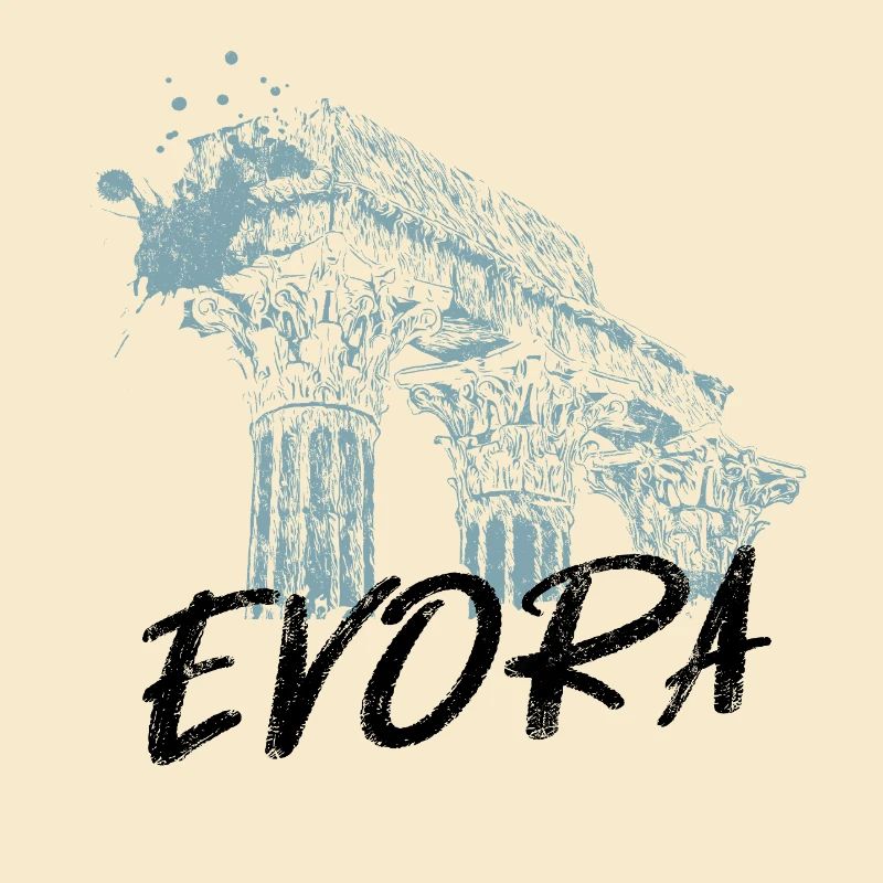 Illustration monochrome du temple romain d’Évora