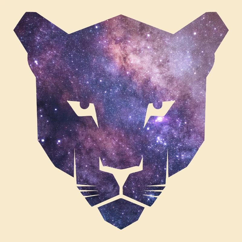 Panther silhouette with purple galaxy space