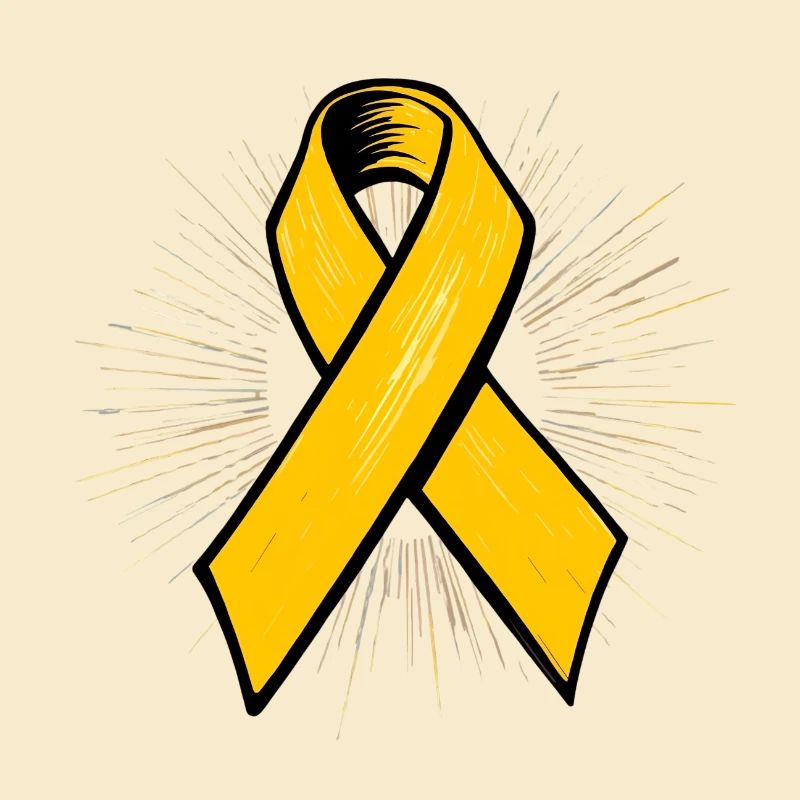Gelbe Awareness-Schleife im Comic-Stil