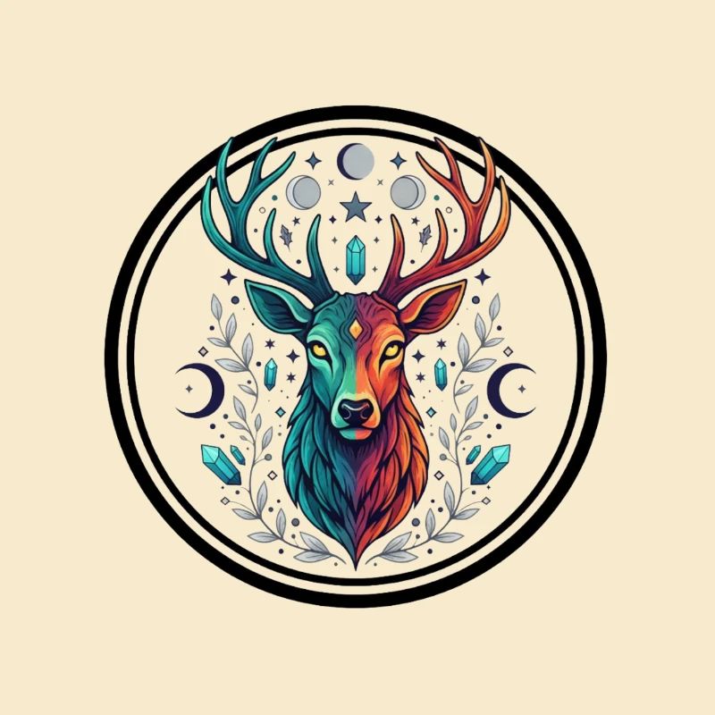 Cerf arc-en-ciel Lune de cristal
