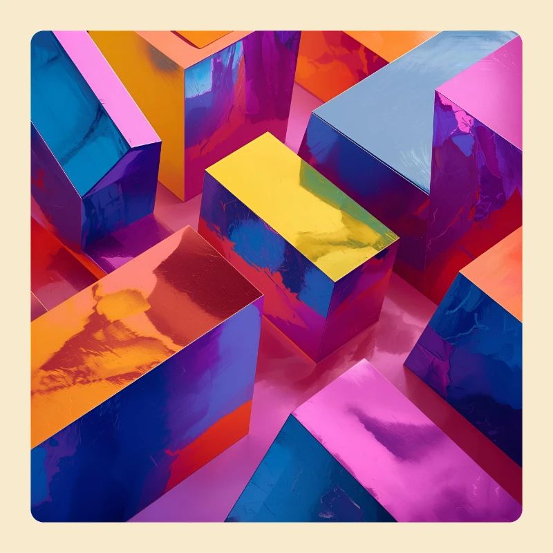 Neon 3D blocks colorful with shiny effect