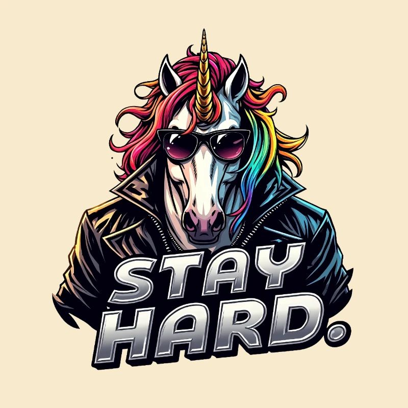 Einhorn im Lederjacke Stay Hard