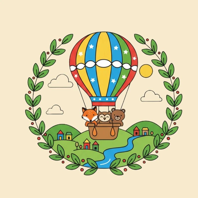 Bunte Heißluftballon Tierreise