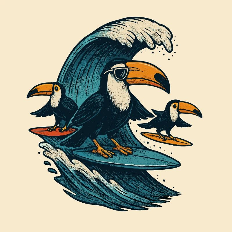 Toucan Cool Surf Wave Art