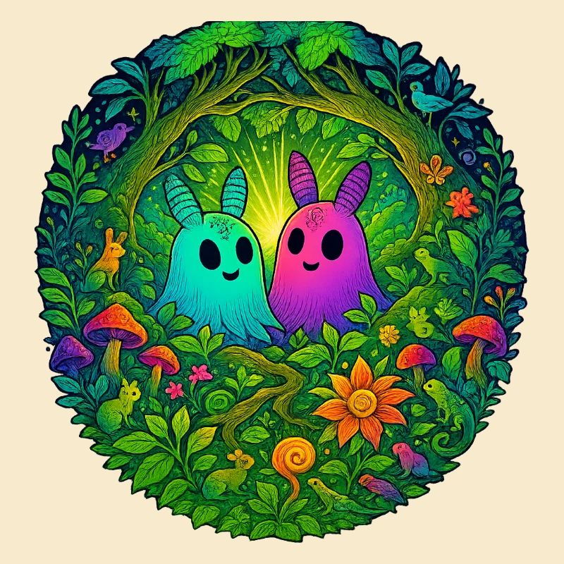 Glowing creatures in the enchanted forest