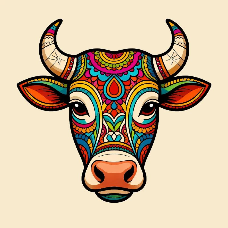 vache sacrée  mandala colorée
