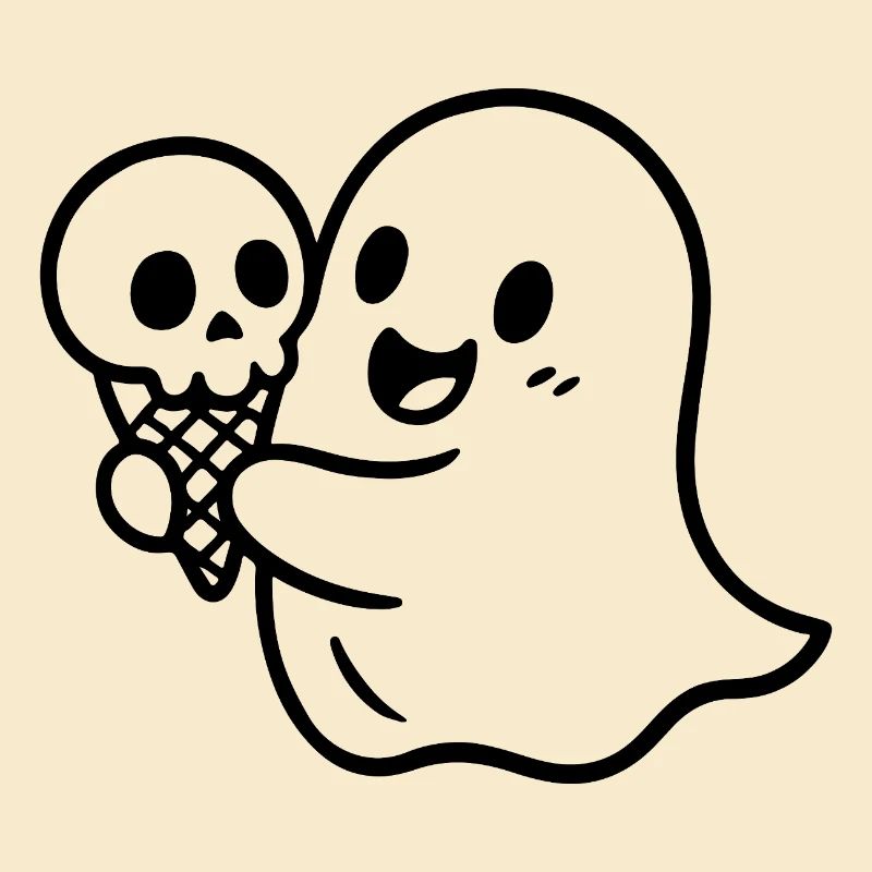 Fantôme avec crâne de crème glacée – Halloween adapté aux enfants