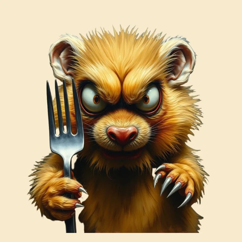 Hamster d’horreur avec fourchette