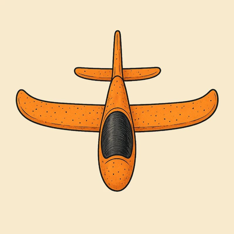Orangener Flieger Topdown Illustration