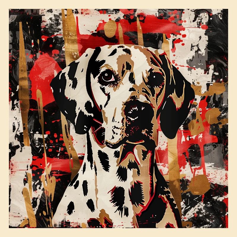 Les dalmatiens dans un jeu abstrait de couleurs