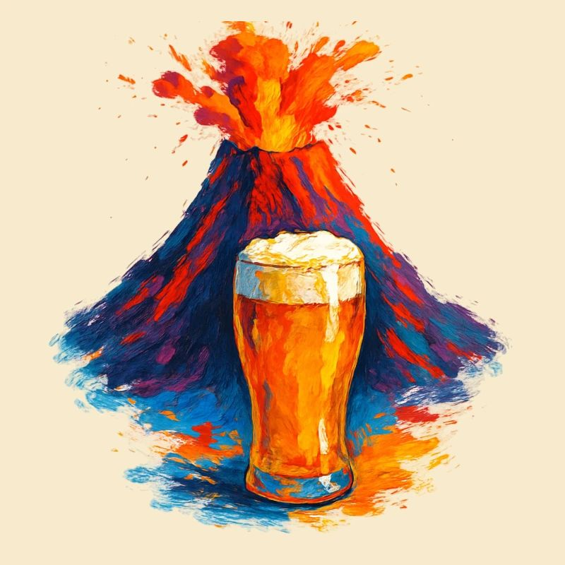 Vulkan Bierkunst Wasserfarben