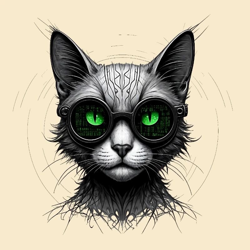 Grüne Augen Computer Programmierer Geek Katze