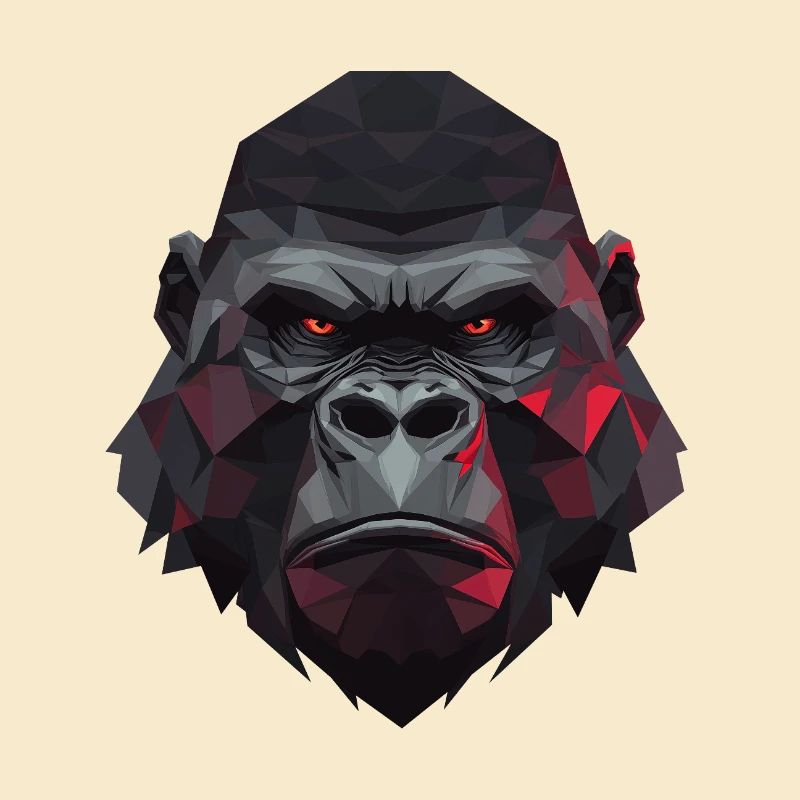 Gorille polygonal aux yeux rouges