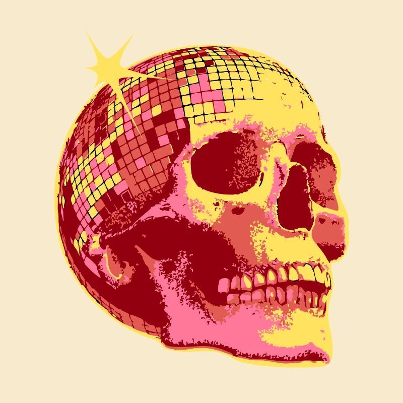 Disco Skull Mosaic Neon