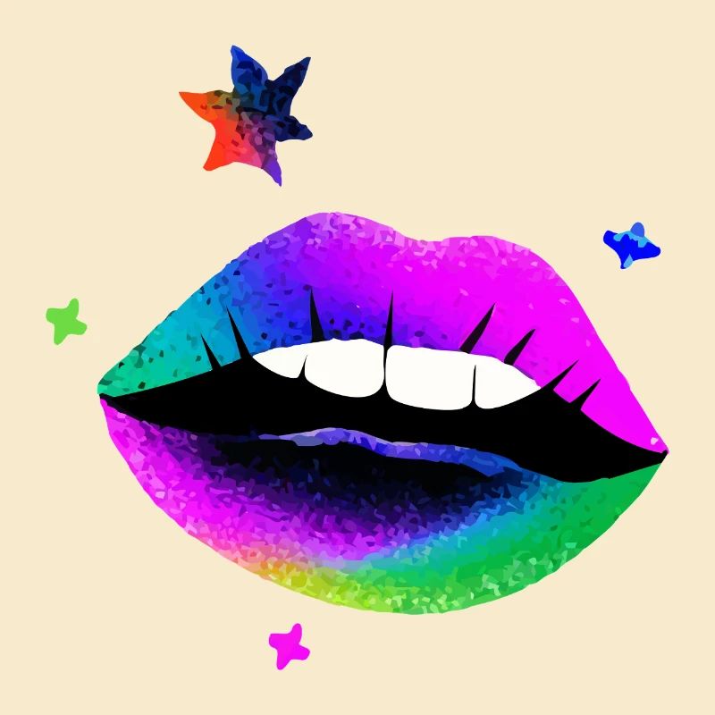 Lèvres arc-en-ciel Pop Art Neon