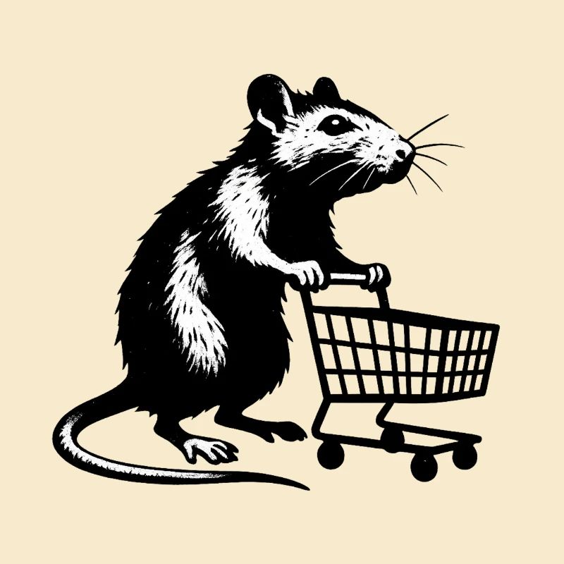 Ratte mit Einkaufswagen