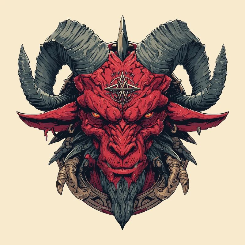 Roter Dämon Gehörntes Wappen