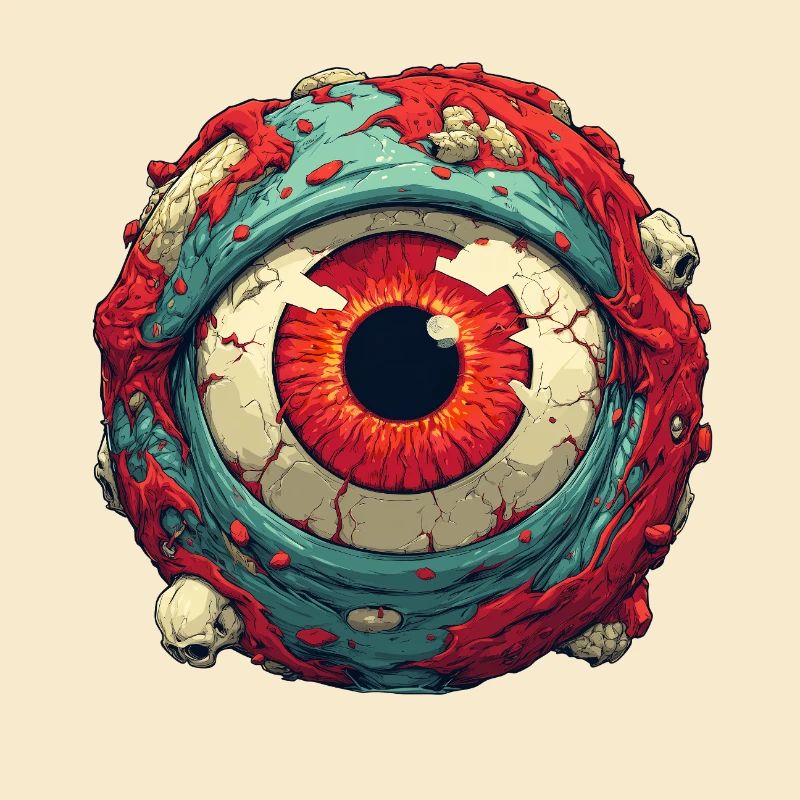 Orbe d’œil cramoisi avec crânes