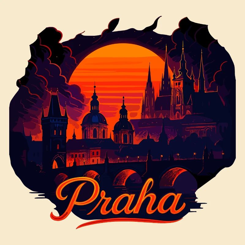 Praha Abendlicht Skyline Abendrot Geschenk