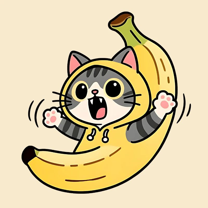 Chat Banane Kawaii