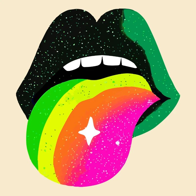 Rainbow Tongue Pop Art Lips