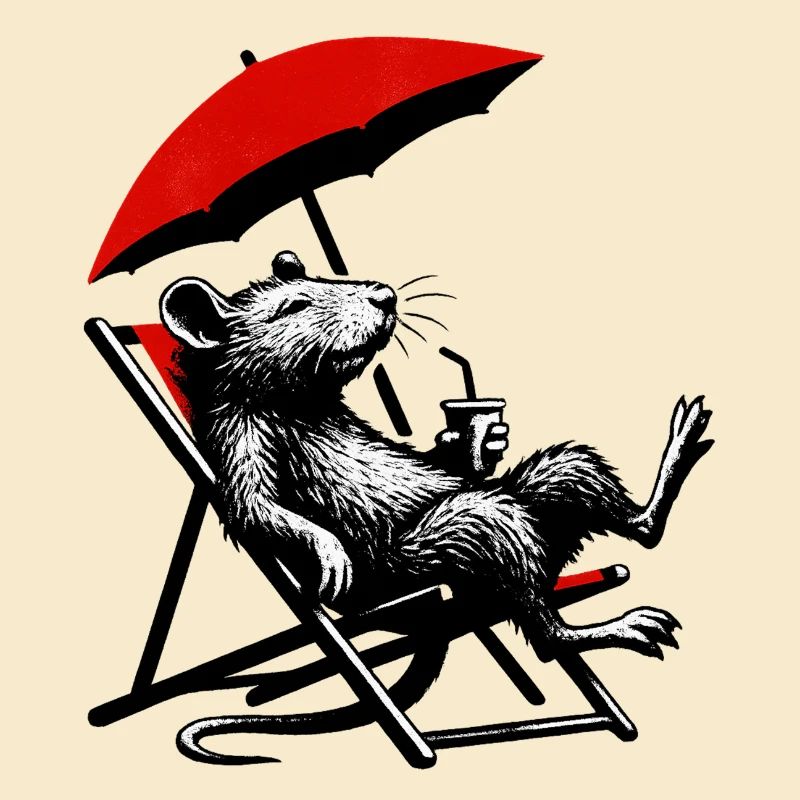 Rat sur la plage avec cocktail