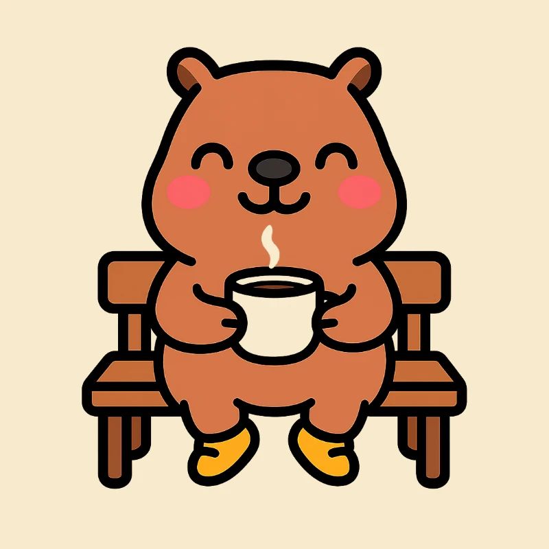 Capybara on a coffee bench