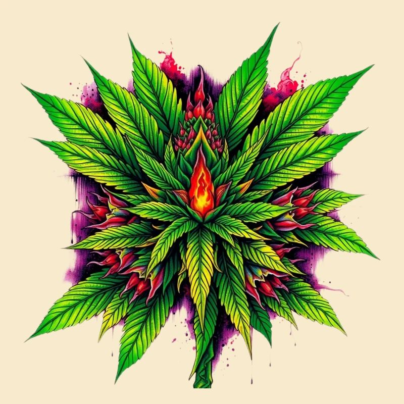 Mandala de Feu Feuille de Cannabis Étoile