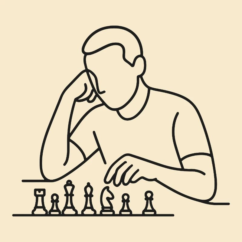 Chess Player Sketch – Minimalist Thinking Motif
