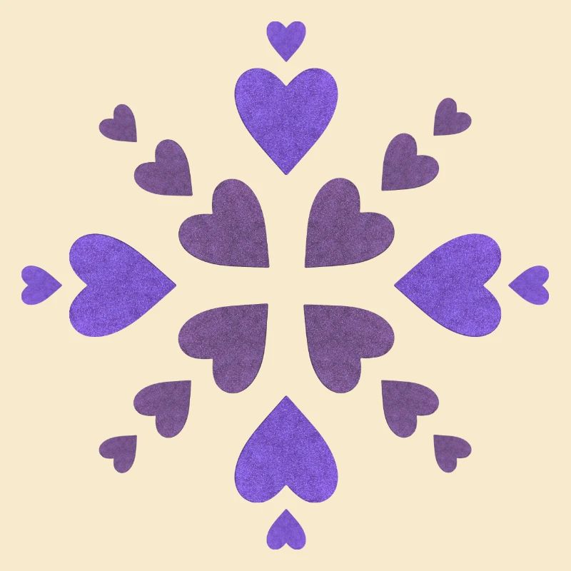 Cœurs violets en spirale