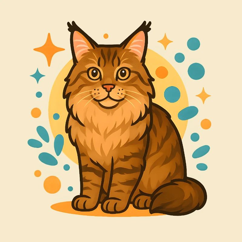 Maine Coon cat in colorful circles
