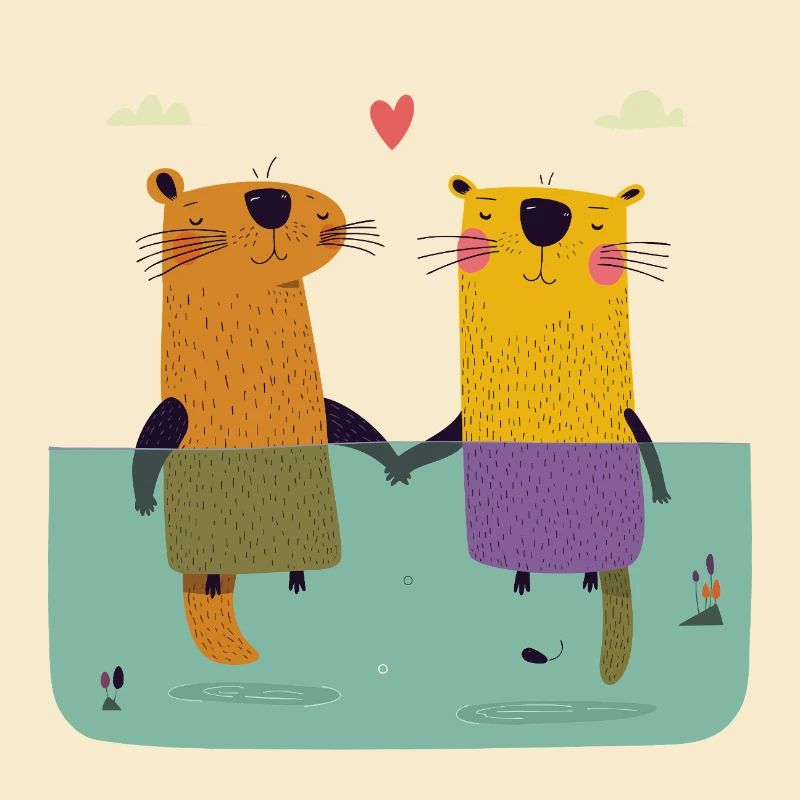 Zwei verliebte Otter