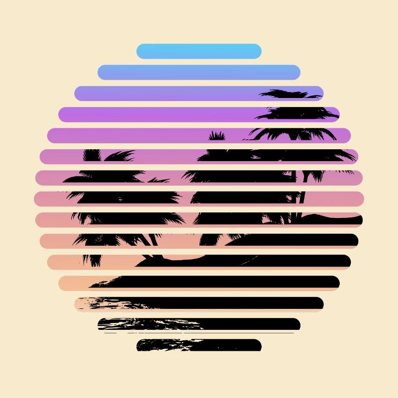 Silhouette du palmier rayé au coucher de soleil tropical