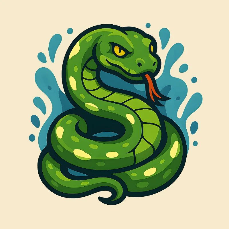 Green Tree Python Snake in Wave