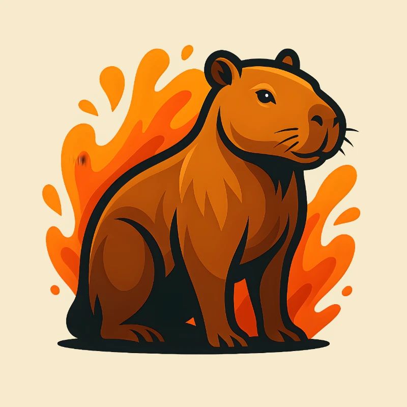 Kapybara in flames illustration