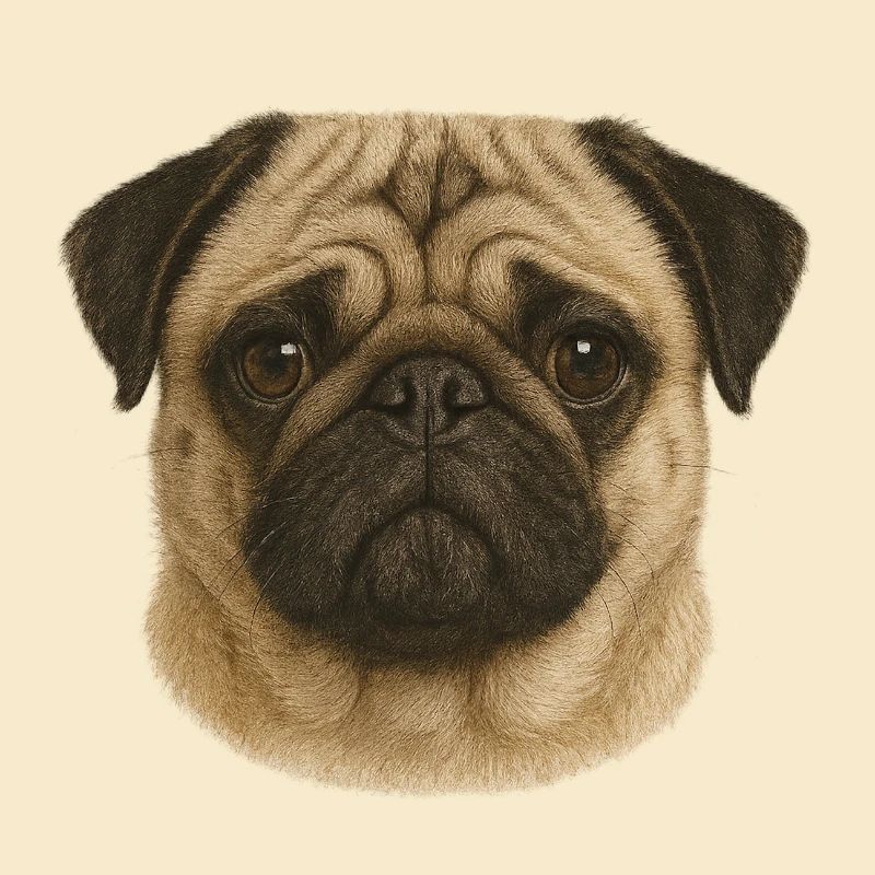 Pug Face Portrait Illustration