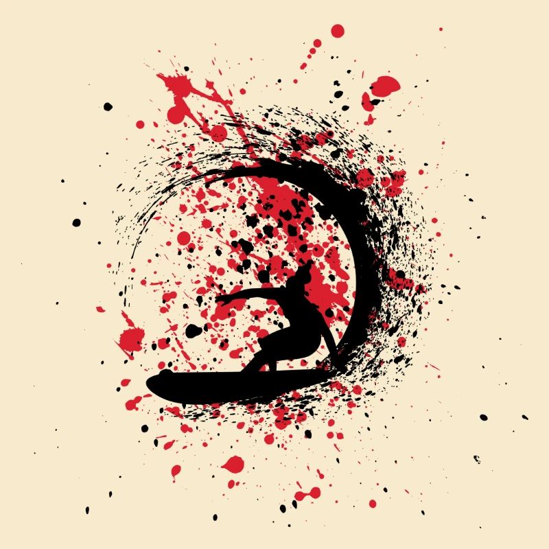 Red and black spot surfer