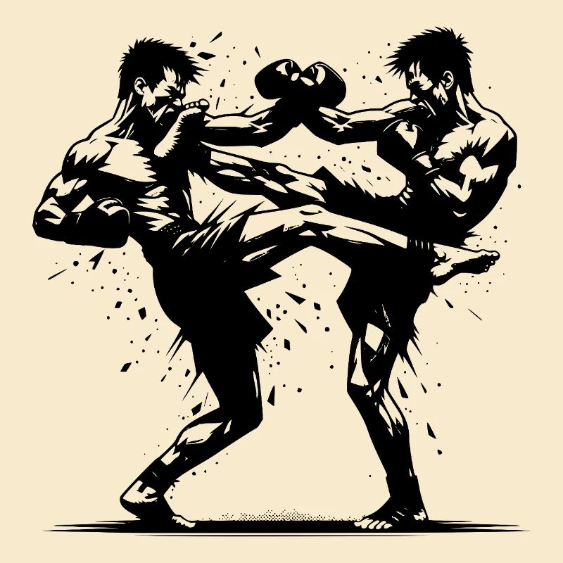 Doppelschlag Thai Boxing der Ring brennt heftig