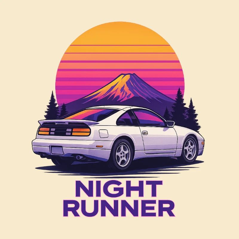 Voiture néon de course nocturne