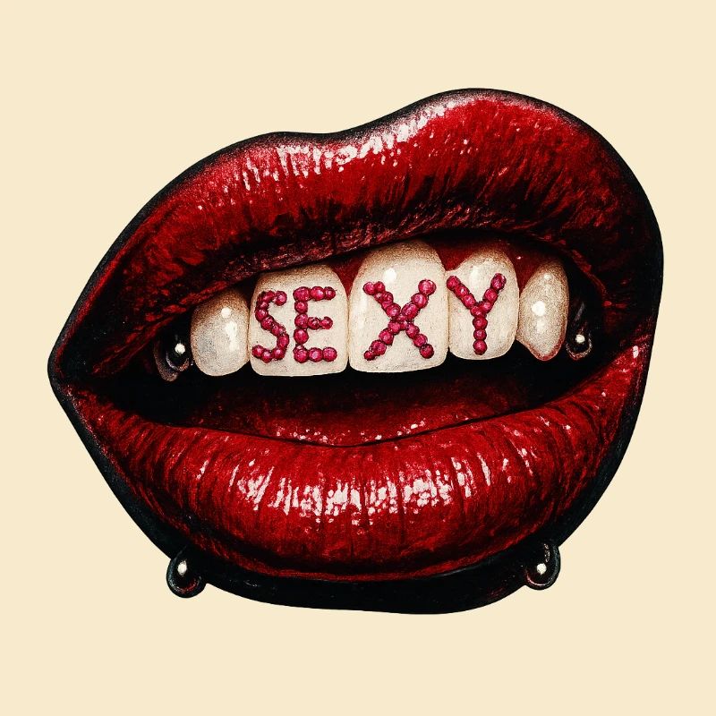 Lippen mit Perlenbuchstaben