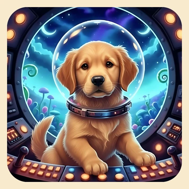 Astronaute chiot avec un casque spatial