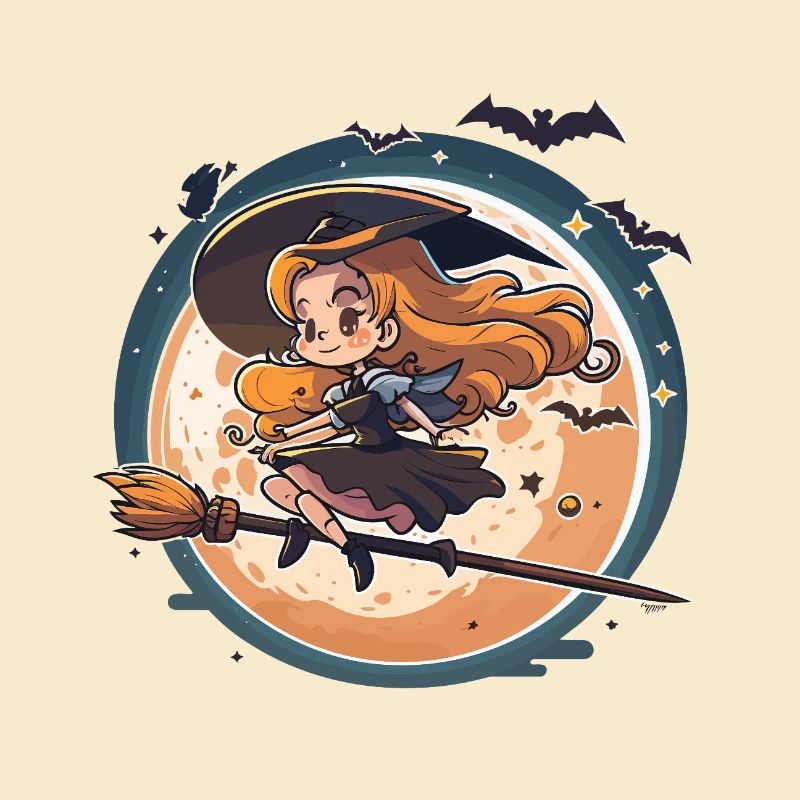 Moonlight Witch on Broom