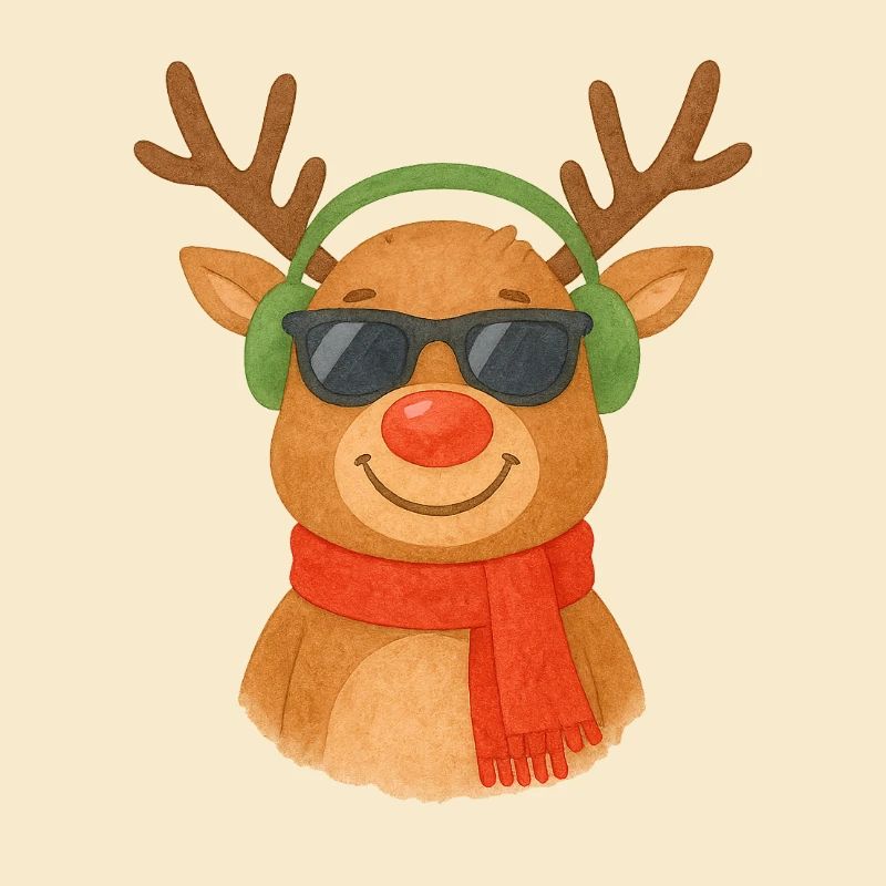 Renne avec écouteurs et écharpe