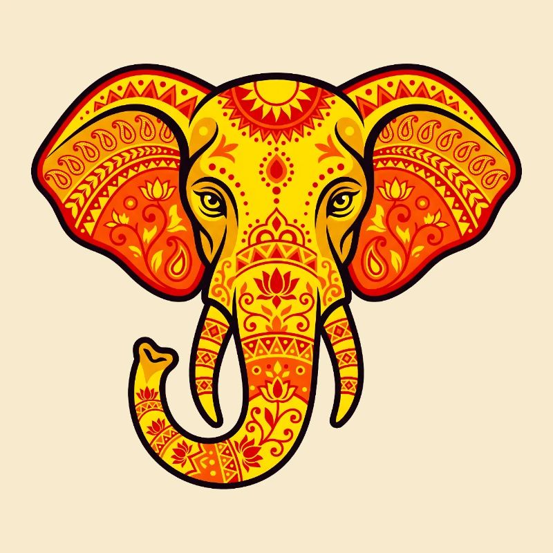 Éléphant  couleur orange vibrant